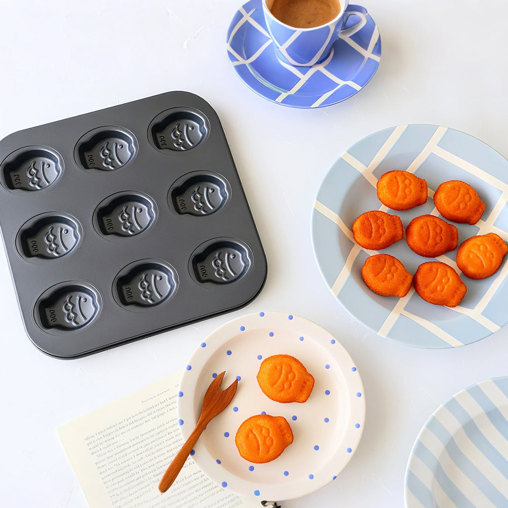 9-Cavity Mini Fish Baking Pan Madeline Cake Baking Mold Financier Cake Muffin Cake Dessert Pastry DIY Kitchen Accessories