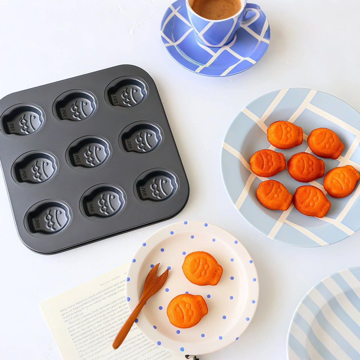 9-Cavity Mini Fish Baking Pan Madeline Cake Baking Mold Financier Cake Muffin Cake Dessert Pastry DIY Kitchen Accessories
